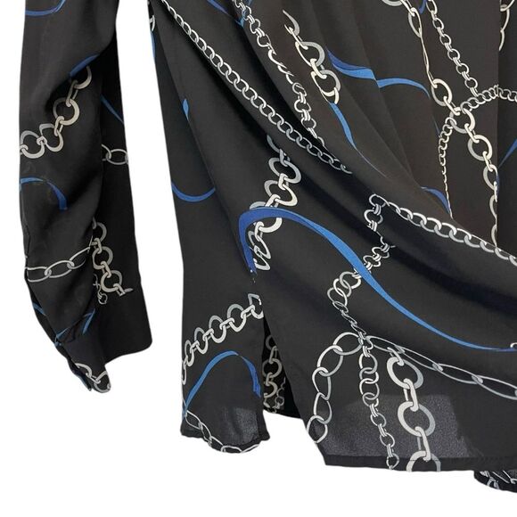 Chelsea & Theodore Chain Link Long Sleeve Blouse Size L - Picture 6 of 7
